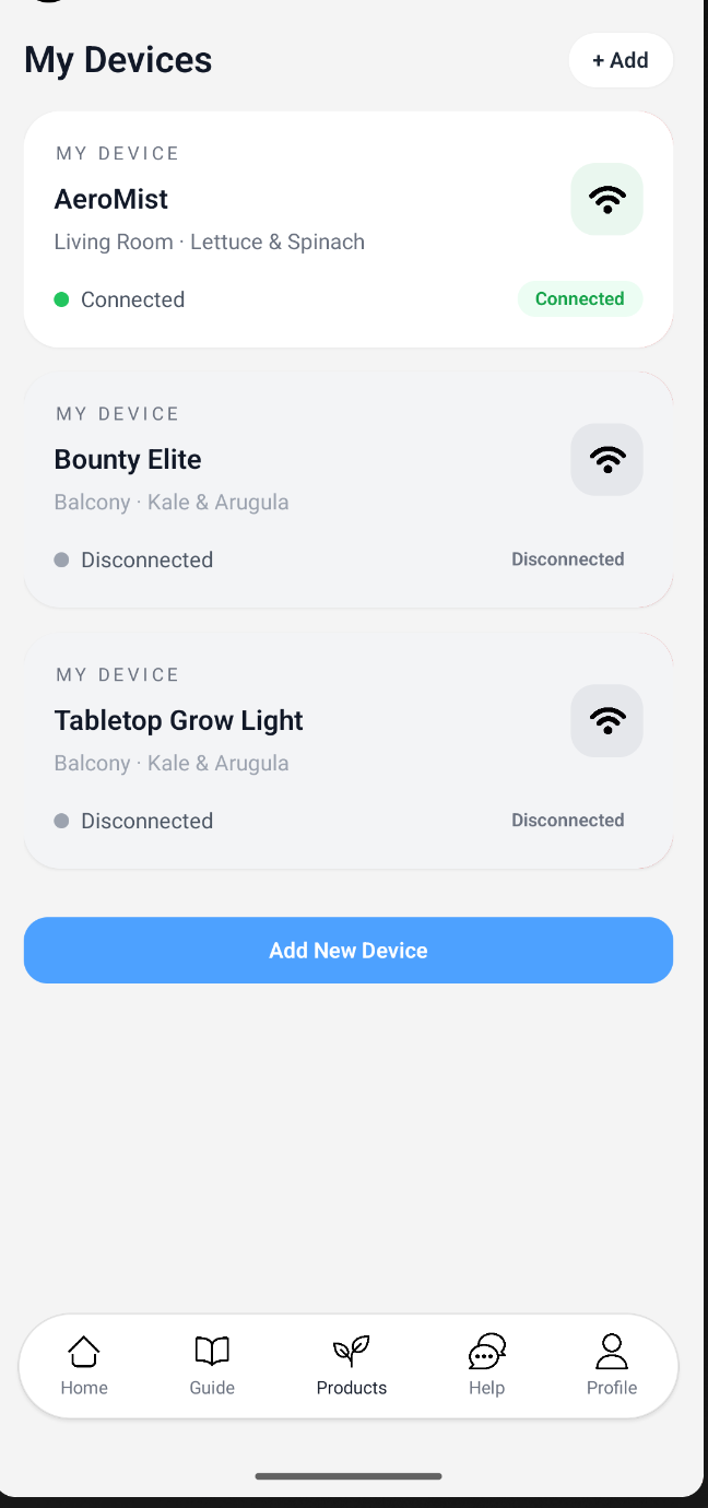 AeroMist app – My Devices
