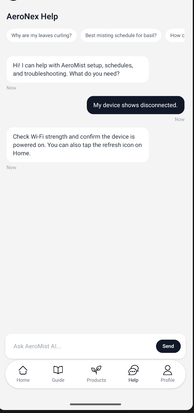 AeroMist app – Help