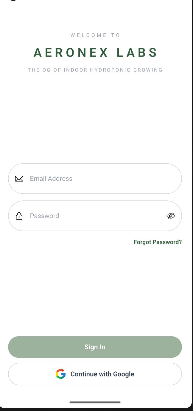 AeroMist app – Sign in