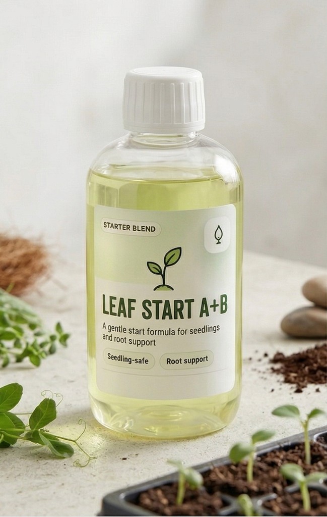 Leaf Start A+B nutrient solution bottle